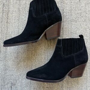 Franco Sarto Black Suede Ankle Boots 6M